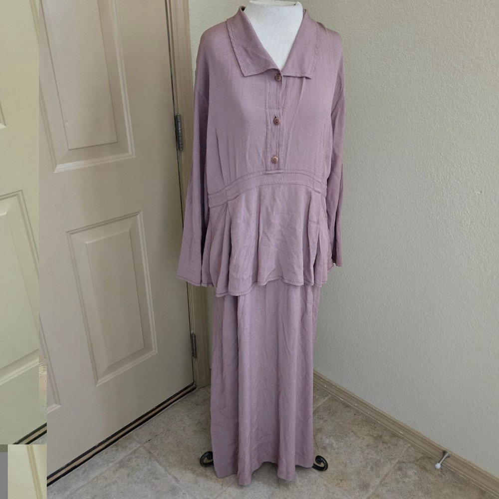 Vintage Angelheart Designs Maxi tan Dress Jeanne Engelhart FLAX Size S oversized